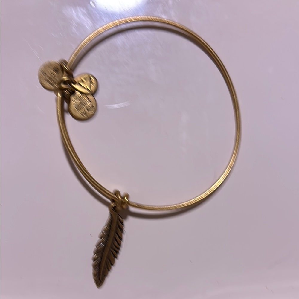 Alex and Ani Gold Feather Charm Bracelet